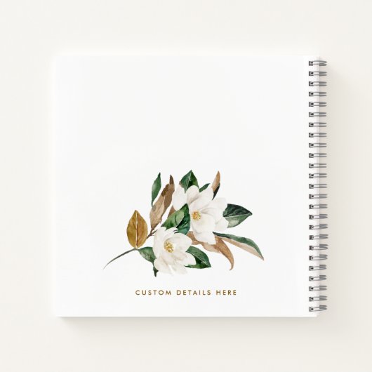 Waterverf Magnolia Wreath Monogram Notitieboek (Achterkant)