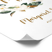 Waterverf Magnolia Wreath Nursery Baby Monogram Poster (Hoek)