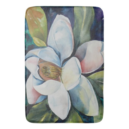 Waterverf Magnoliabloem en bladeren Badmat (Voorkant Verticaal)