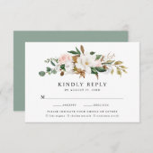 Waterverf Magnolias Bruiloft RSVP Kaart Maaltijd K (Voorkant / Achterkant)