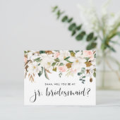 Waterverf Magnolias en Cotton Junior Bridesmaid Briefkaart (Staand voorkant)