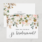 Waterverf Magnolias en Cotton Junior Bridesmaid Briefkaart (Voorkant / Achterkant)