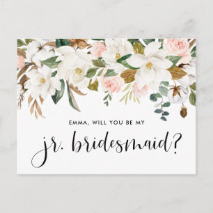Waterverf Magnolias en Cotton Junior Bridesmaid Briefkaart