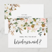 Waterverf Magnolias en Katoen zijn mijn Bridesmaid Briefkaart (Voorkant / Achterkant)