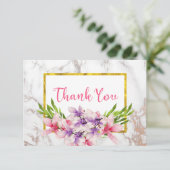 Waterverf Magnolias, Faux Marble Hartelijk dank Bedankkaart (Staand voorkant)