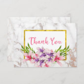 Waterverf Magnolias, Faux Marble Hartelijk dank Bedankkaart (Voorkant / Achterkant)