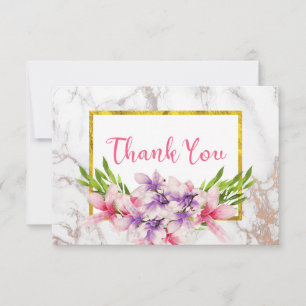 Waterverf Magnolias, Faux Marble Hartelijk dank Bedankkaart