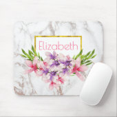 Waterverf Magnolias, Faux Marble Texture Custom Muismat (Met muis)