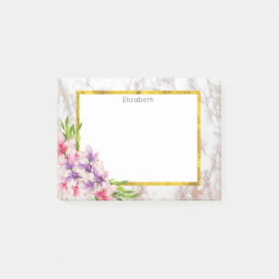 Waterverf Magnolias, Faux Marble Texture Custom Post-it® Notes