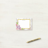 Waterverf Magnolias, Faux Marble Texture Custom Post-it® Notes (Op bureau)
