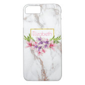 Waterverf Magnolias, Faux Marble Texture Modern Case-Mate iPhone Case (Achterkant)