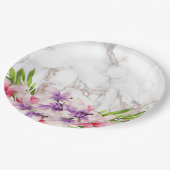 Waterverf Magnolias, Faux Marble Texture Papieren Bordje (Gekanteld)