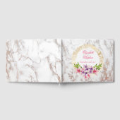 Waterverf Magnolias, Faux Marble Texture Wedding Gastenboek (Volledig)