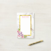 Waterverf Magnolias, Faux Marble Texture Wedding Post-it® Notes (Op bureau)