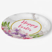 Waterverf Magnolia's, Faux marmeren textuur Pasen Papieren Bordje (Gekanteld)