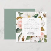 Waterverf Magnolias | Floral Wedding Kaart (Voorkant / Achterkant)
