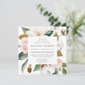 Waterverf Magnolias | Floral Wedding Kaart (Staand voorkant)