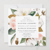 Waterverf Magnolias | Floral Wedding Kaart (Voorkant)