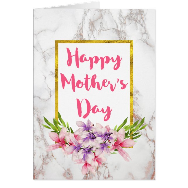 Waterverf Magnolias op marmer Moederdag (Voorkant)