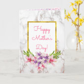 Waterverf Magnolias op marmer Moederdag Kaart (Gele Bloem)