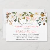 Waterverf Magnolias Pink Roses Bridal Luncheon Kaart (Voorkant)