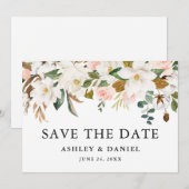Waterverf Magnolias Roses Save The Date (Voorkant / Achterkant)
