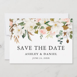 Waterverf Magnolias Roses Save The Date