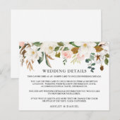 Waterverf Magnolias Rozen Bruiloft Details Kaart (Voorkant / Achterkant)