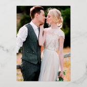 Waterverf Magnolias Rozen Foto Weddenschap Gold Folie Uitnodiging (Achterkant)