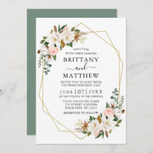 Waterverf Magnolias Rozen Geo Sage Green Wedding