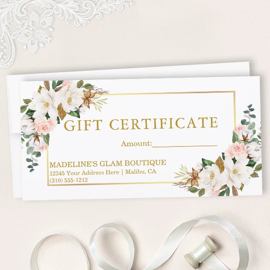 Waterverf Magnolias Rozen Gold Cadeaubon