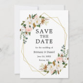 Waterverf Magnolias Rozen Gold Sage Green Save The Date (Voorkant)