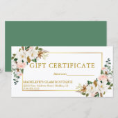 Waterverf Magnolias Rozen Green Gift Certificate (Voorkant / Achterkant)