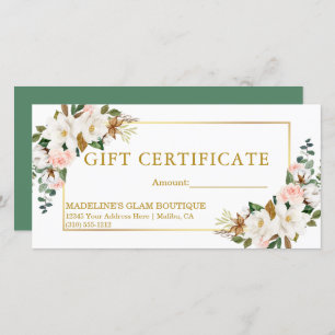 Waterverf Magnolias Rozen Green Gift Certificate