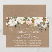 Waterverf Magnolias Rozen Kraft Vrijgezellenfeest Kaart (Voorkant / Achterkant)