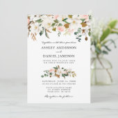 Waterverf Magnolias Rozen Sage Green Kaart (Staand voorkant)