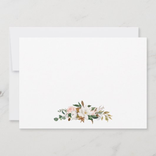 Waterverf Magnolias Rozen Vrijgezellenfeest Lunche Kaart (Achterkant)