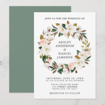 Waterverf Magnolias Rozen Wreatsage Green