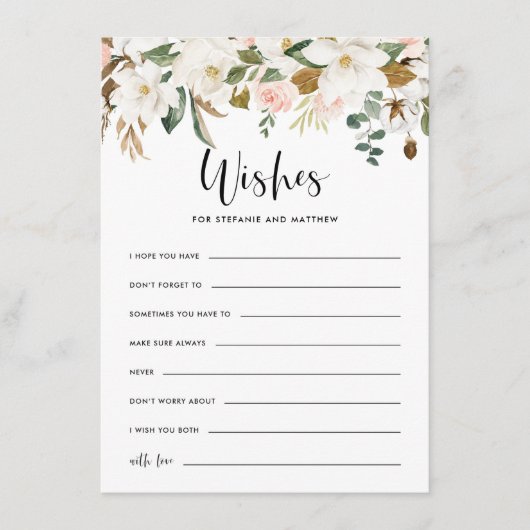 Waterverf Magnolias Rustic Wedding Well wil Informatiekaartje (Voorkant)