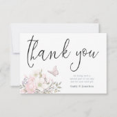 Waterverf Magnolias Stijlvolle Script Foto Bedankkaart (Voorkant)