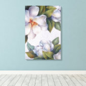Waterverf — Magnolias Stretched Canvas afdrukken (Insitu (Houten vloer))