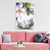 Waterverf — Magnolias Stretched Canvas afdrukken (Insitu (Woonkamer))