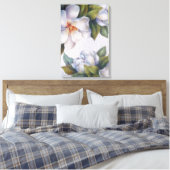 Waterverf — Magnolias Stretched Canvas afdrukken (Insitu (Slaapkamer))