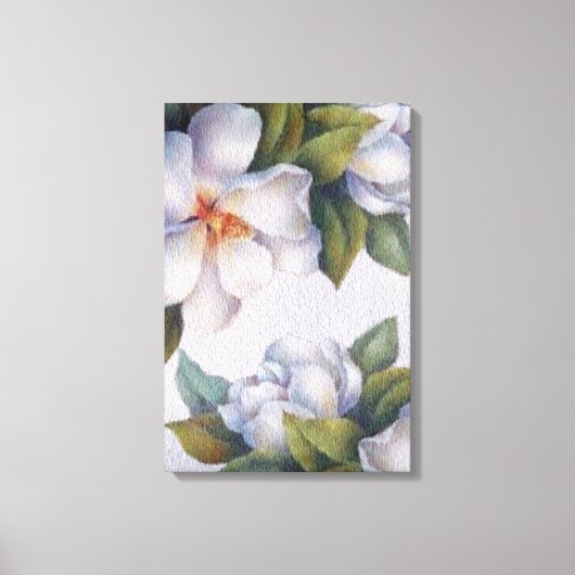 Waterverf — Magnolias Stretched Canvas afdrukken (Voorkant)