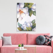 Waterverf — Magnolias Stretched Canvas afdrukken (Insitu (Woonkamer))