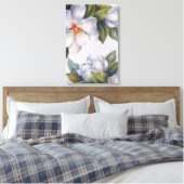 Waterverf — Magnolias Stretched Canvas afdrukken (Insitu (Slaapkamer))