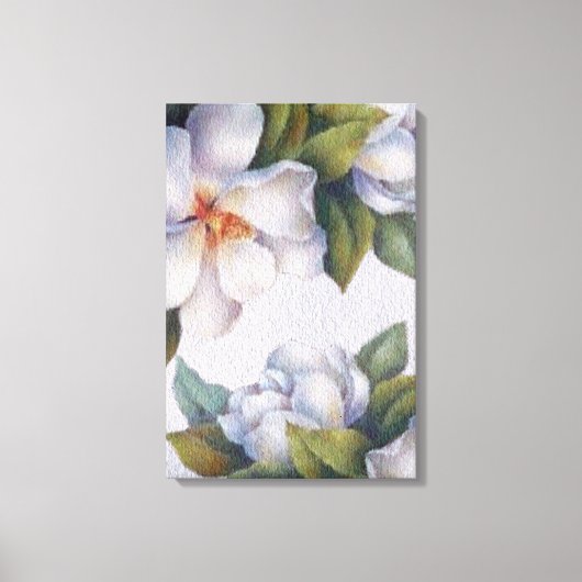 Waterverf — Magnolias Stretched Canvas afdrukken (Voorkant)