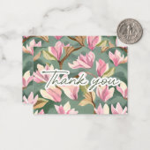 Waterverf Magnolia's van Dankbaarheid Opmerking Notitiekaartje (Voorkant / Achterkant in situ)