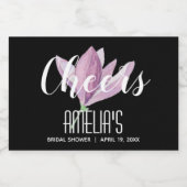 Waterverf Magnolias Vrijgezellenfeest Zwart Mini Sparkling Wijnetiket (Enkel label)