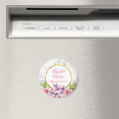 Waterverf Magnolias, Wit marmer Wedding Magneet (Insitu (Vaatwasser))